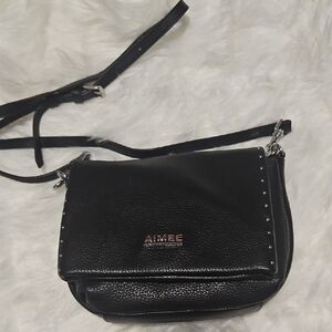 Aimee Kestenberg Black Pebbled Leather Crossbody with Stud Accents